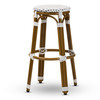 Baxton Studio Joelle Grey and White Bamboo Style Stackable Bistro Bar Stool 150-8982